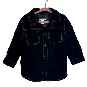 Janie and Jack Genuine Leather Suede Western Shirt Jacket Shacket Black